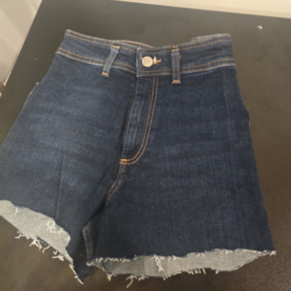 Zara Blue Jean Shorts with Distressed Hem